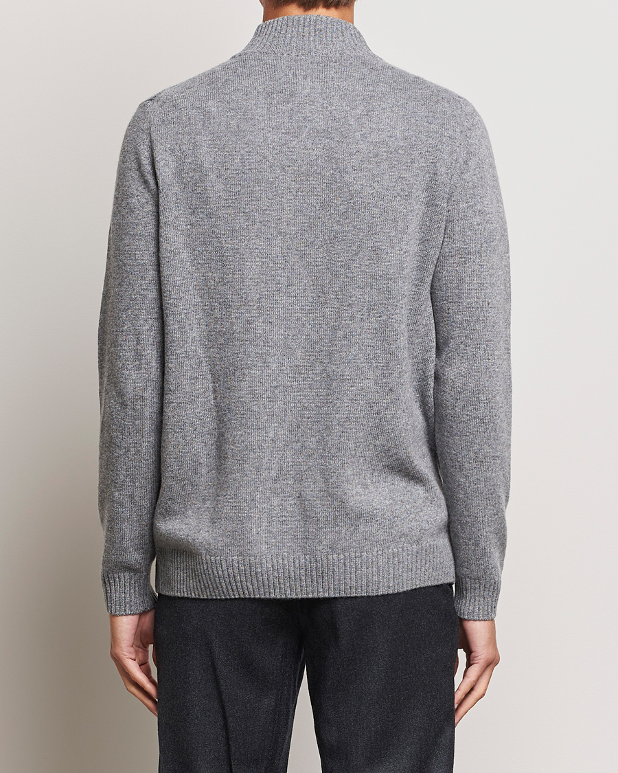 Men | Sweaters & Knitwear | Oscar Jacobson | Percy Wool/Cashmere Knitted Half Zip Grey Melange