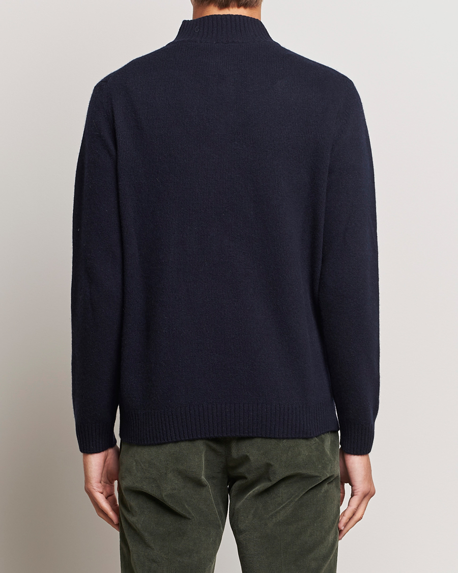 Men | Sweaters & Knitwear | Oscar Jacobson | Percy Wool/Cashmere Knitted Half Zip Navy