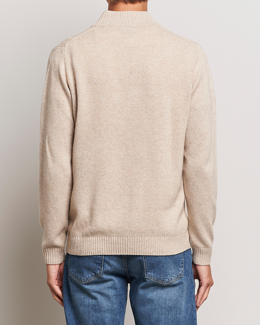 Men | Sweaters & Knitwear | Oscar Jacobson | Percy Wool/Cashmere Knitted Half Zip Beige