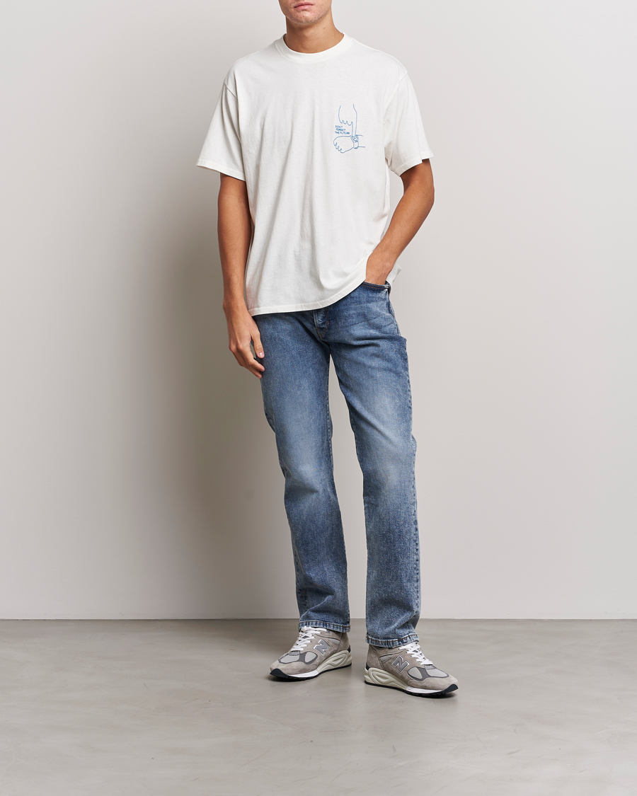 Men | T-Shirts | Nudie Jeans | Koffe Future Crew Neck T-Shirt Off White