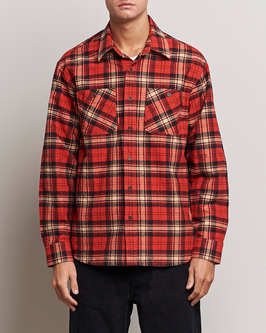 Men |  | Nudie Jeans | Filip Flannel Checked Shirt Red