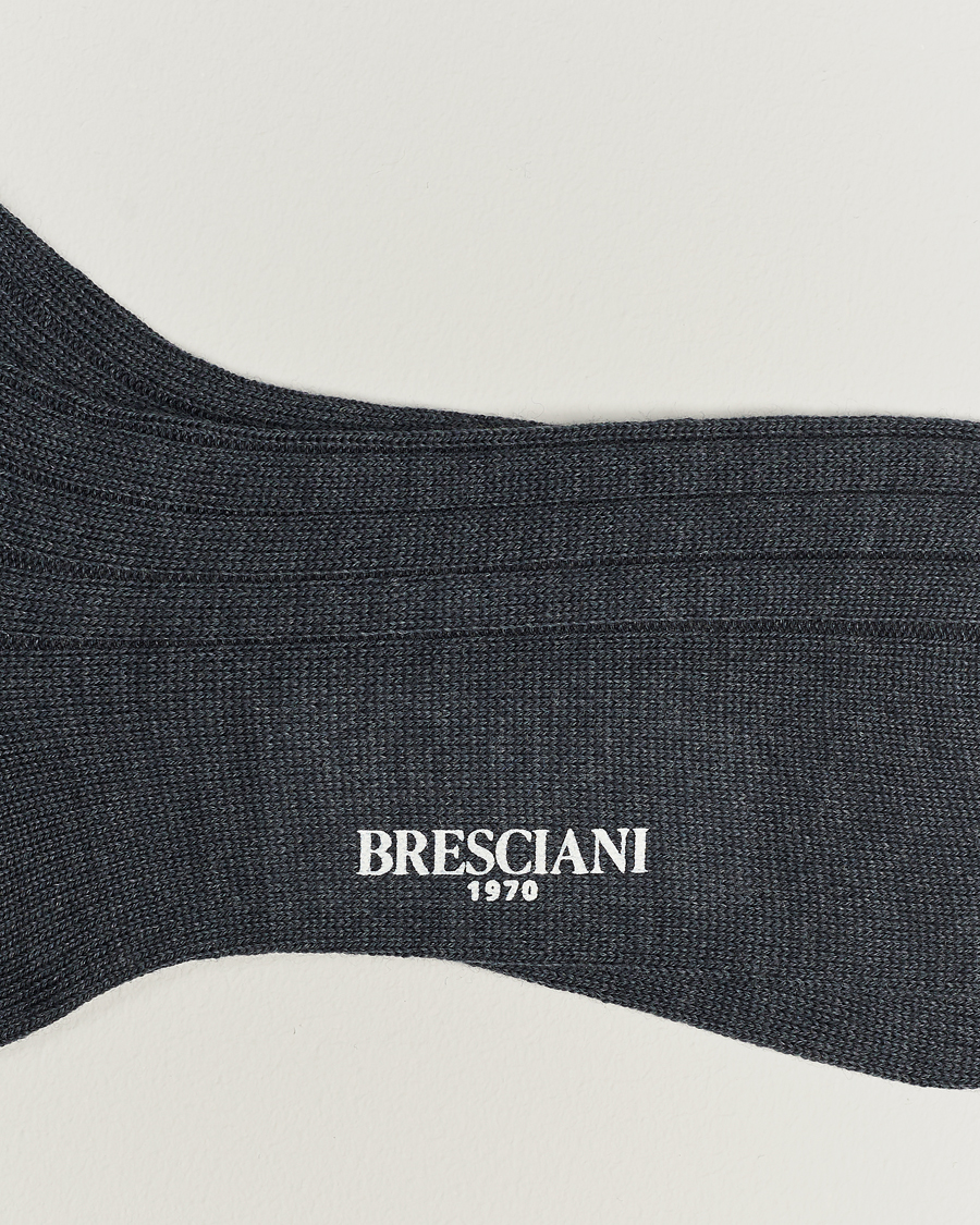 Men |  | Bresciani | Wool/Nylon Heavy Ribbed Socks Grey Melange