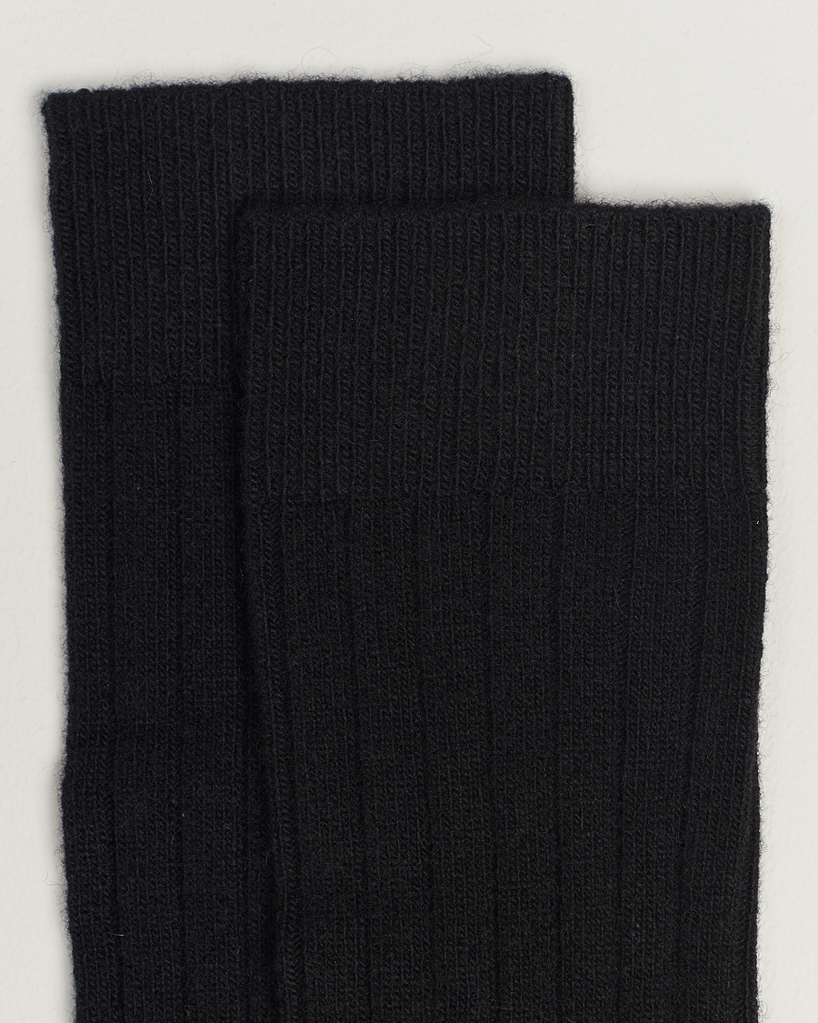 Men |  | Bresciani | Wool/Cashmerer Ribbed Socks Black