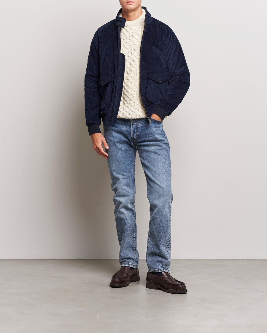 Baracuta G9 Pocket Padded Cord Harrington Jacket Navy at