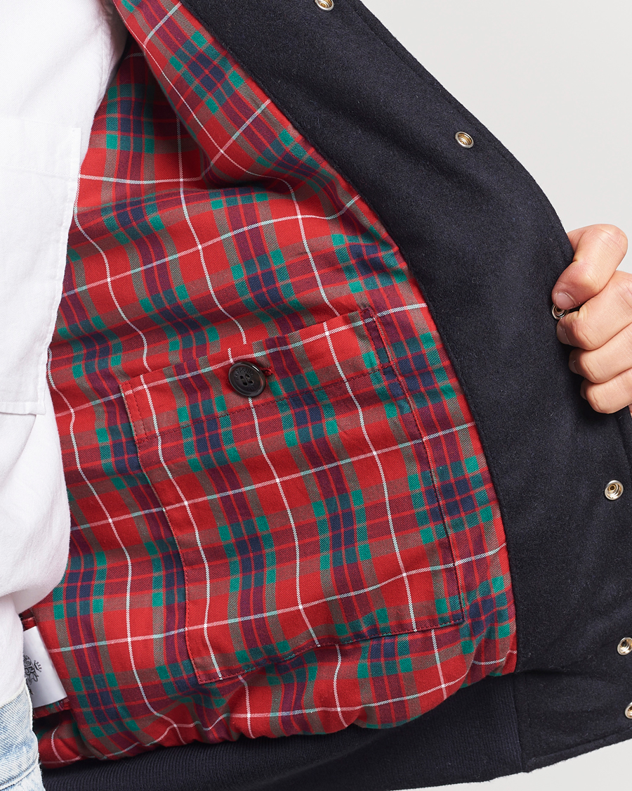 Men | Coats & Jackets | Baracuta | Wool Varsity Jacket Dark Navy