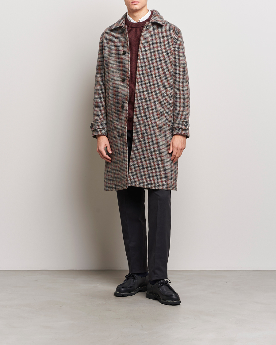 Men | Coats & Jackets | Baracuta | Paul Houndstooth Wool Coat Grey