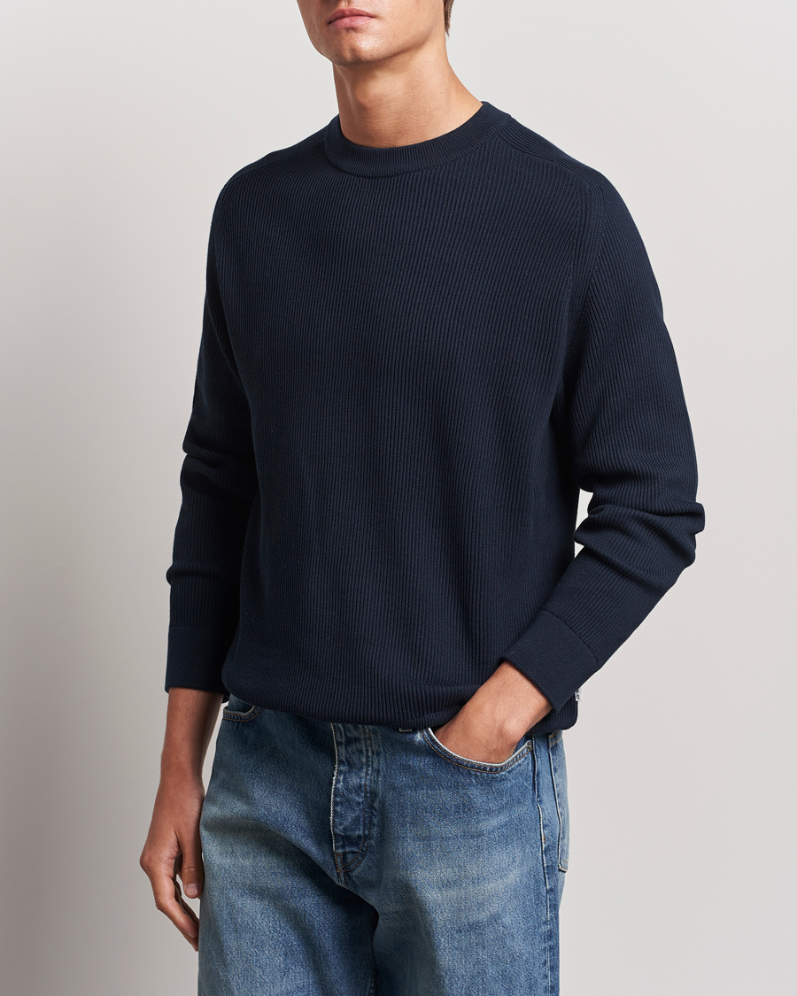 Men | Knitted Jumpers | NN07 | Kevin Cotton Knitted Sweater Navy Blue