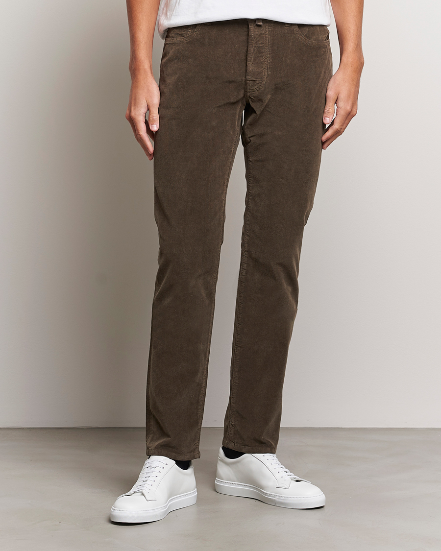 Men | Casual Trousers | Jacob Cohën | Bard 5-Pocket Corduroy Trousers Brown