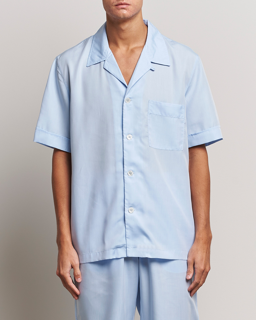 Men | Pyjamas | CDLP | Short Sleeve Pyjama Shirt Sky Blue