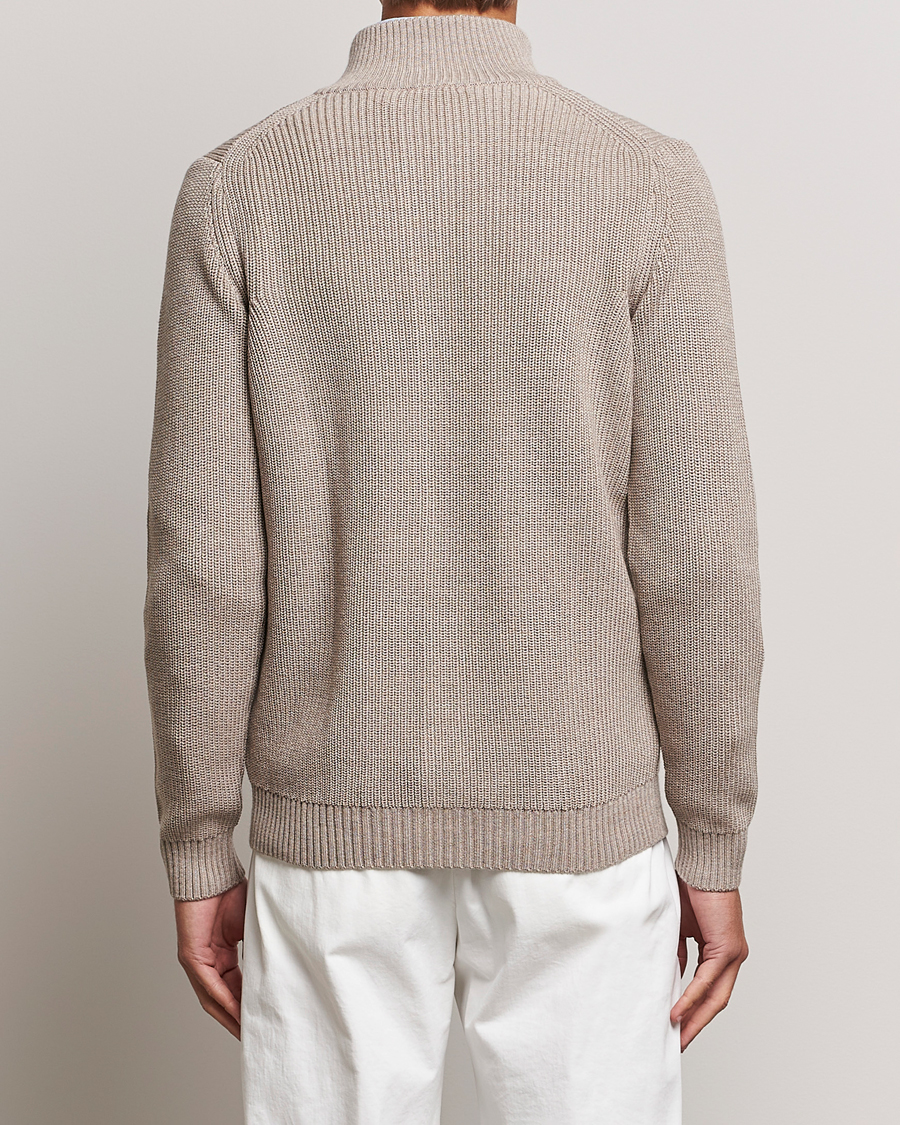 Men | Sweaters & Knitwear | Stenströms | Half Card Heavy Merino Cardigan Beige