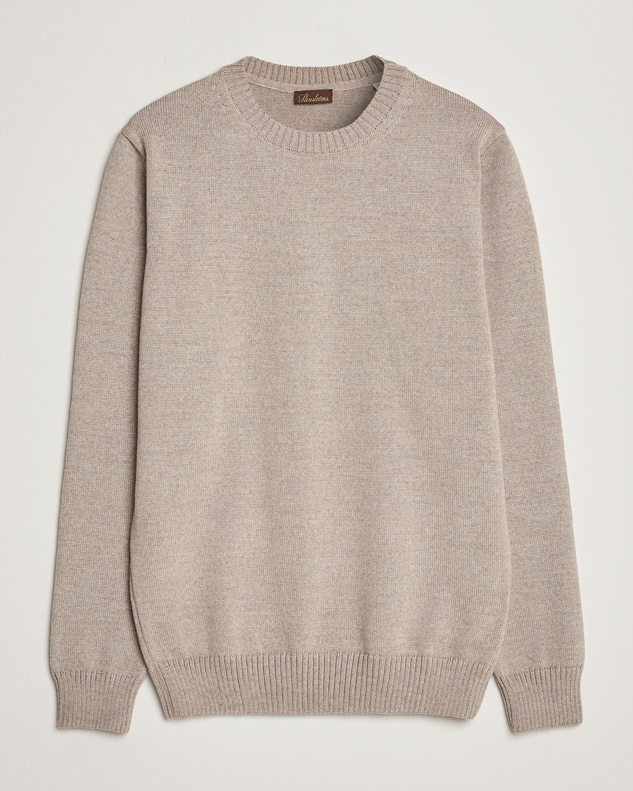 Men | Sweaters & Knitwear | Stenströms | Chunky Merino Crew Neck Beige