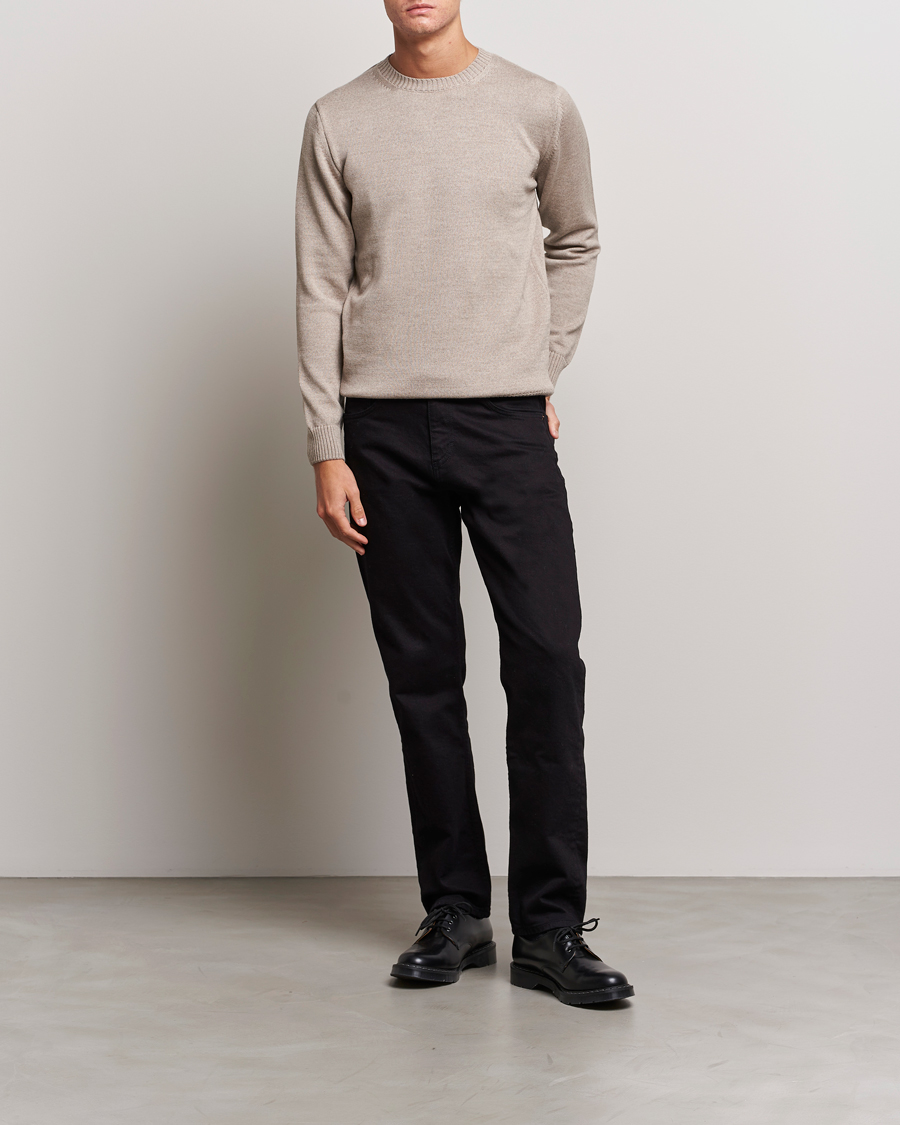 Men | Sweaters & Knitwear | Stenströms | Chunky Merino Crew Neck Beige
