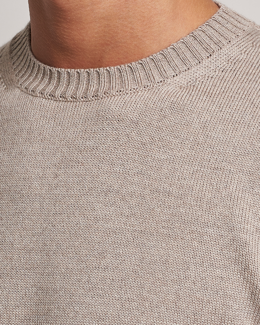 Men | Sweaters & Knitwear | Stenströms | Chunky Merino Crew Neck Beige