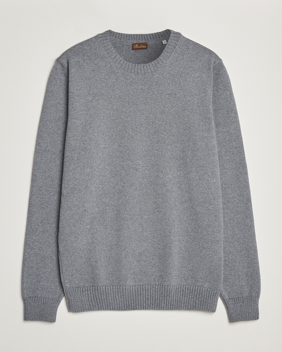 Men | Sweaters & Knitwear | Stenströms | Chunky Merino Crew Neck Grey
