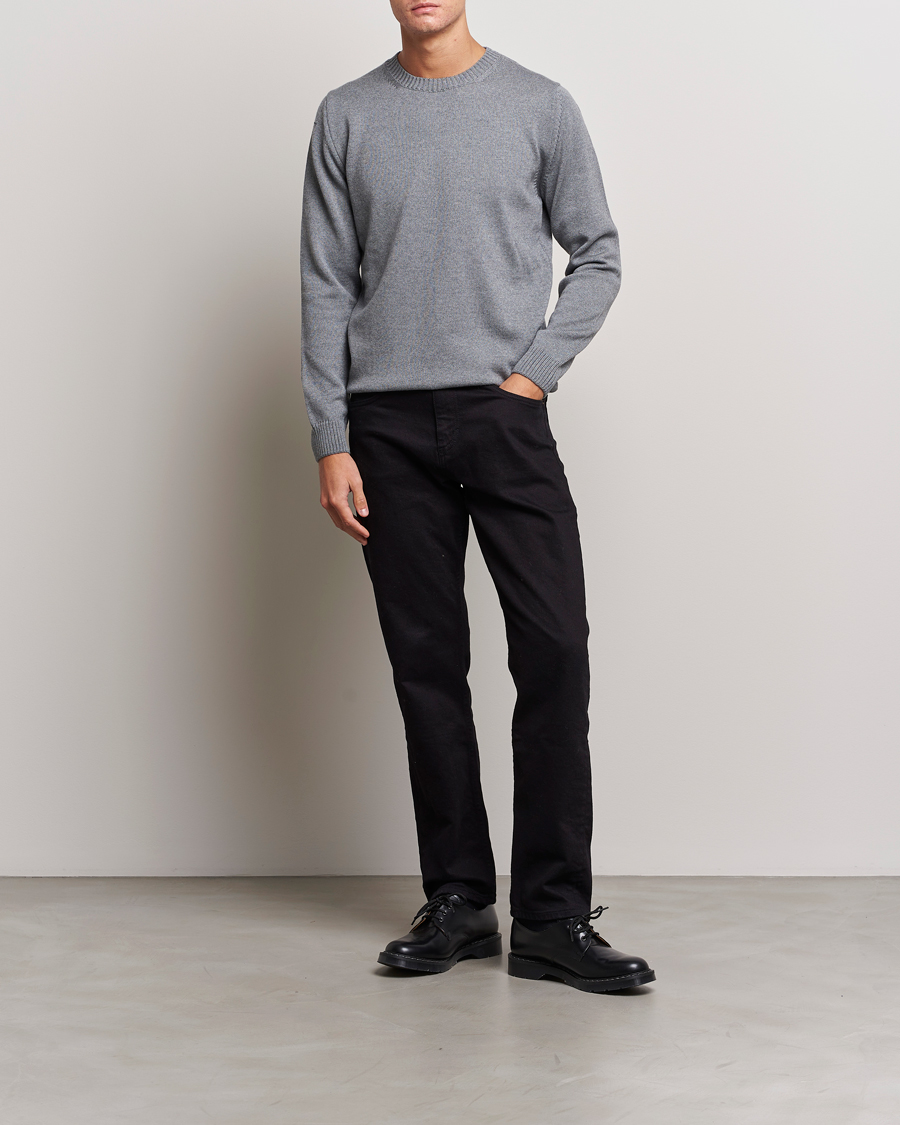 Men | Sweaters & Knitwear | Stenströms | Chunky Merino Crew Neck Grey