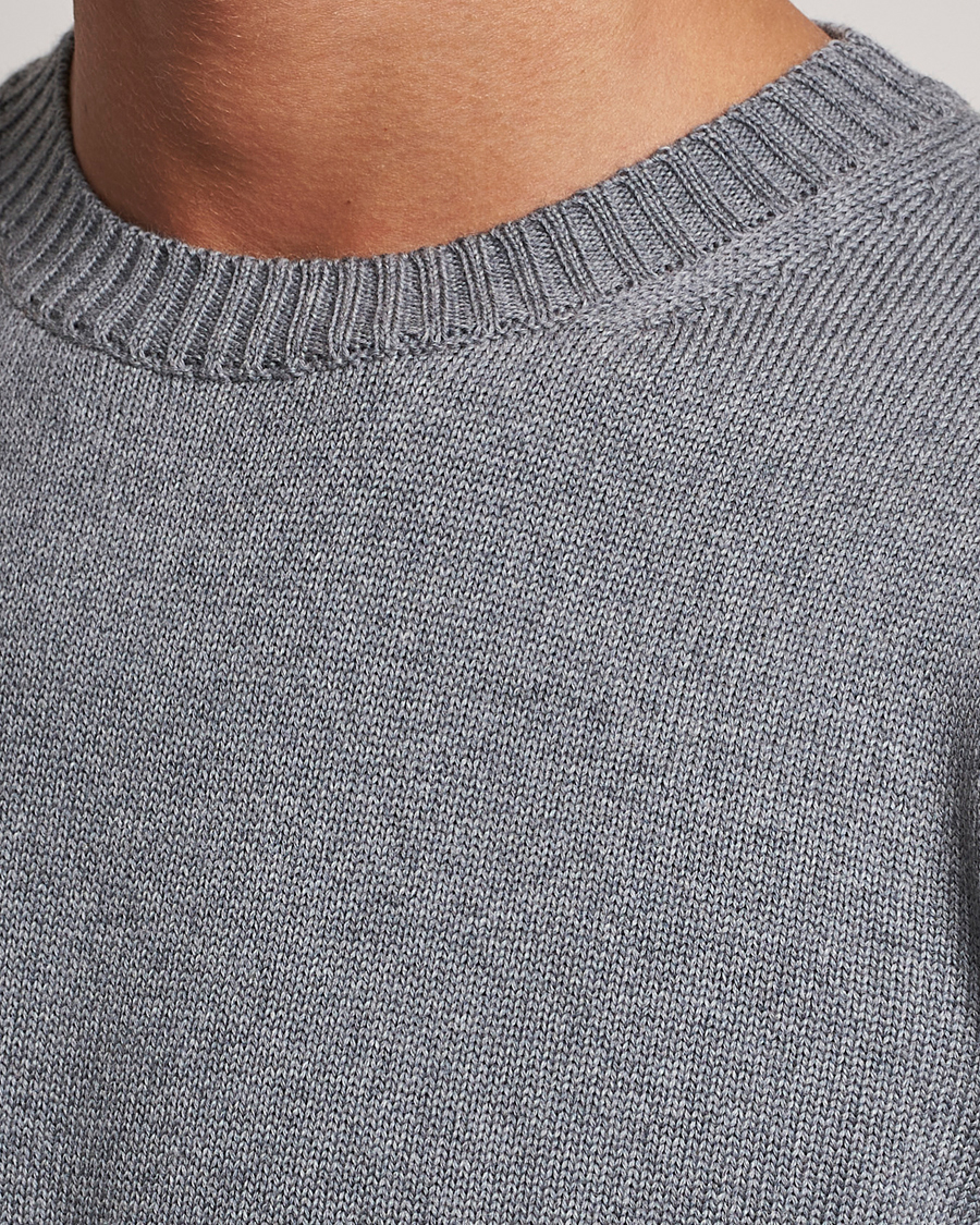 Men | Sweaters & Knitwear | Stenströms | Chunky Merino Crew Neck Grey