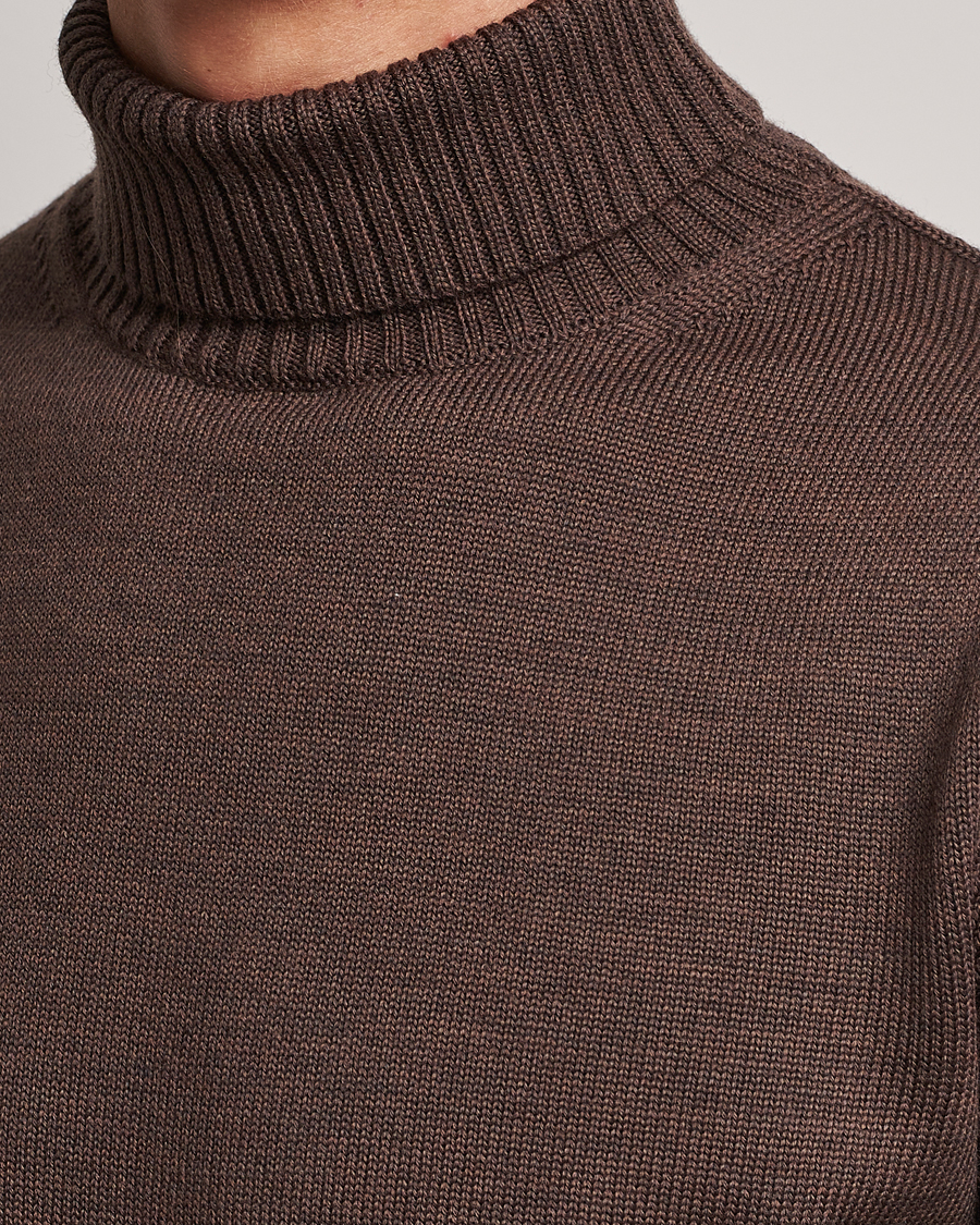 Men | Sweaters & Knitwear | Stenströms | Chunky Merino Rollneck Brown