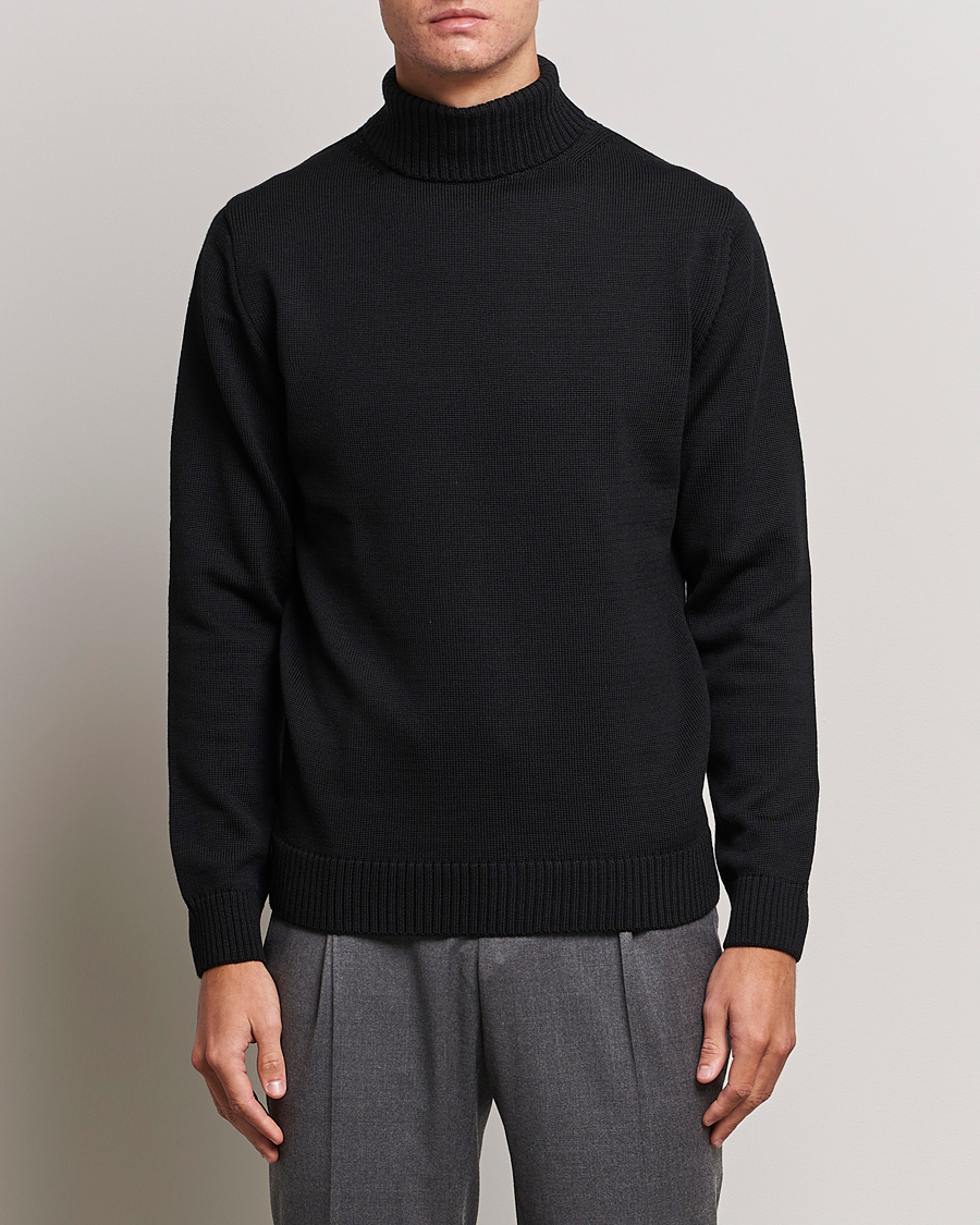 Men | Sweaters & Knitwear | Stenströms | Chunky Merino Rollneck Black