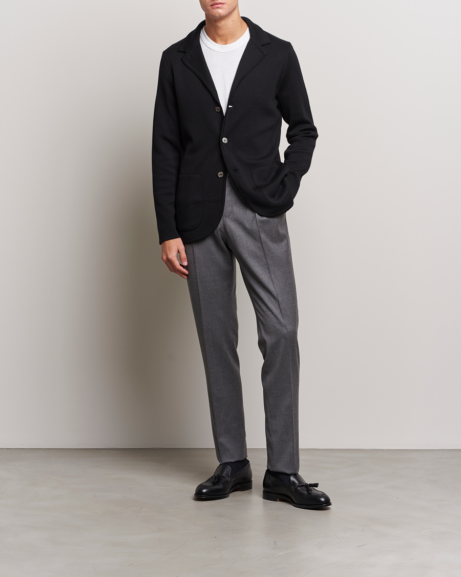 Men | Blazers | Stenströms | Milano Knitted Merino Blazer Black