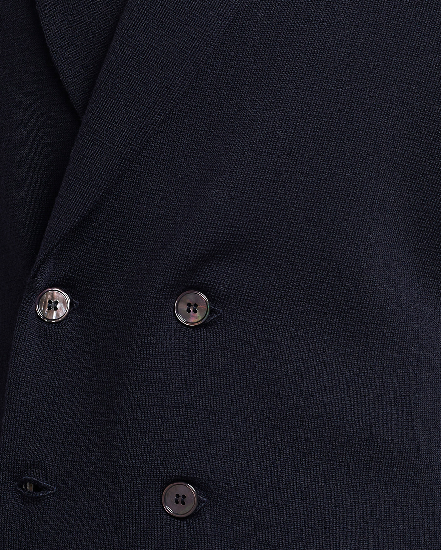 Men | Blazers | Stenströms | Merino Knitted Tuxedo Cardigan Navy
