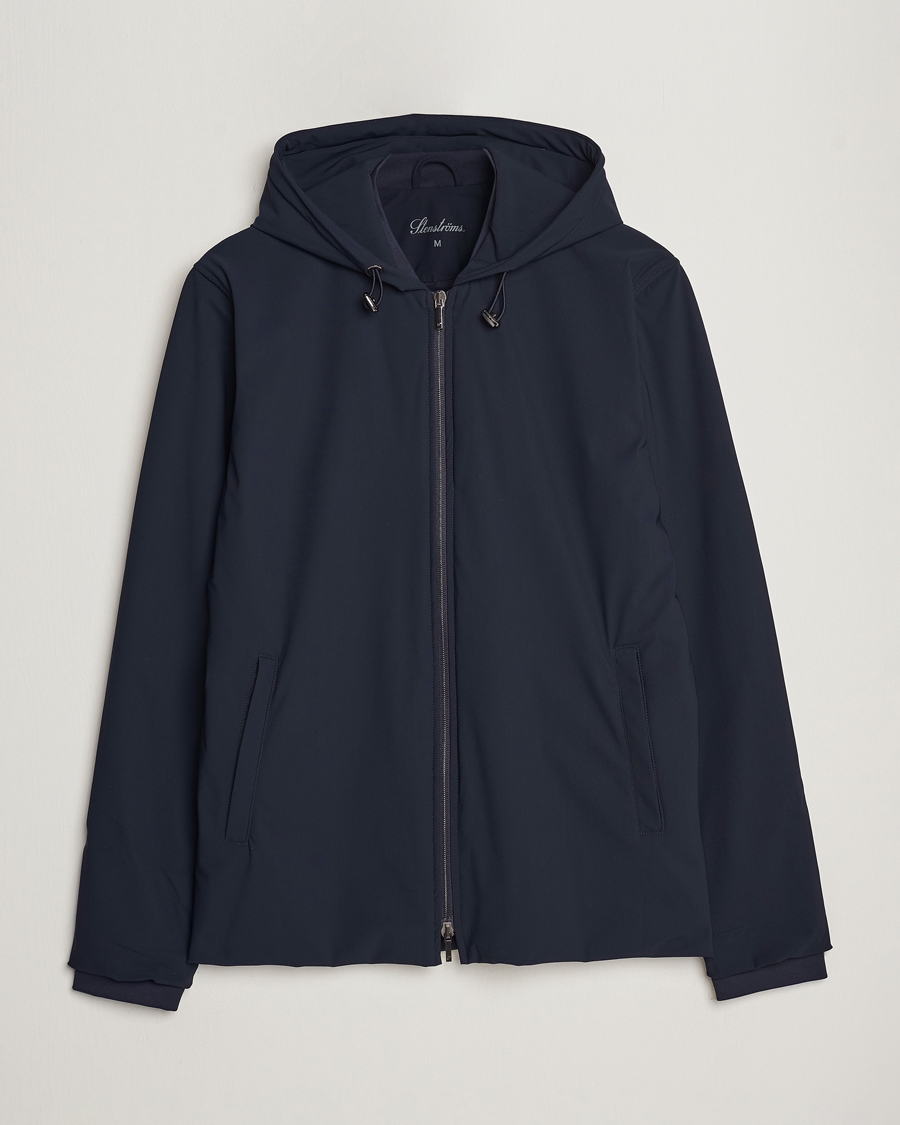 Men | Coats & Jackets | Stenströms | Active Jersey Leisure Hood Jacket Navy