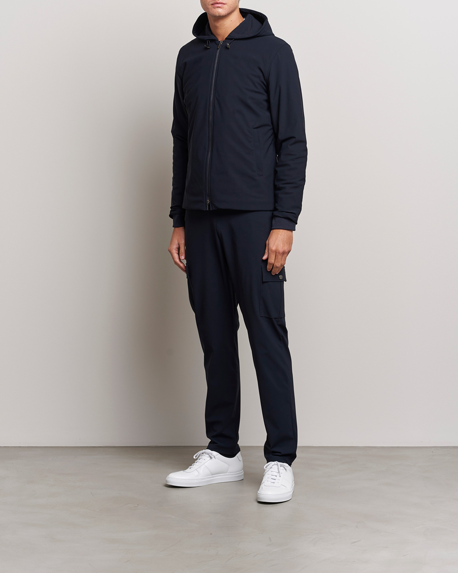 Men | Coats & Jackets | Stenströms | Active Jersey Leisure Hood Jacket Navy