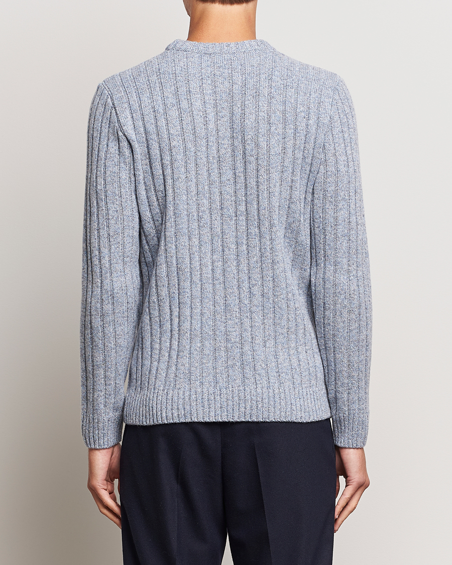 Men | Sweaters & Knitwear | Stenströms | Super Geelong Merino Crewneck Blue/Grey
