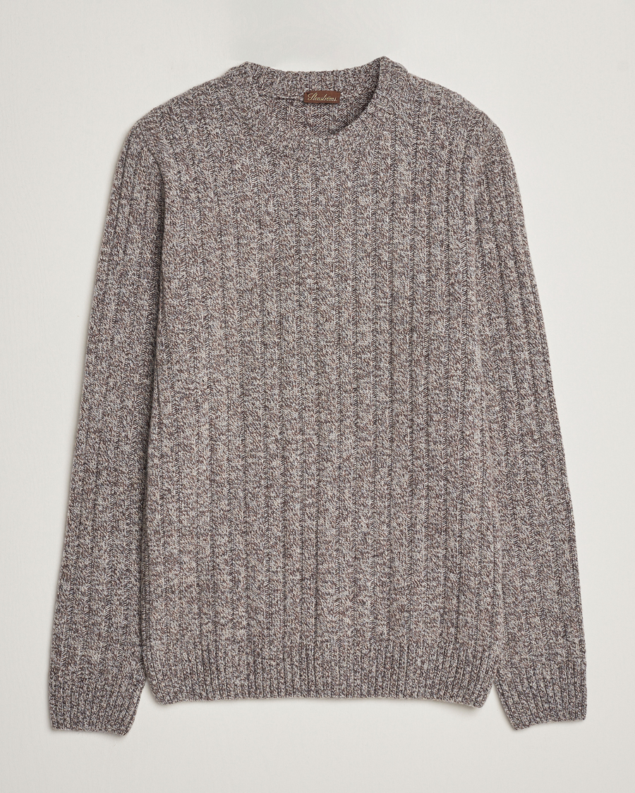 Men | Sweaters & Knitwear | Stenströms | Super Geelong Merino Crewneck Brown