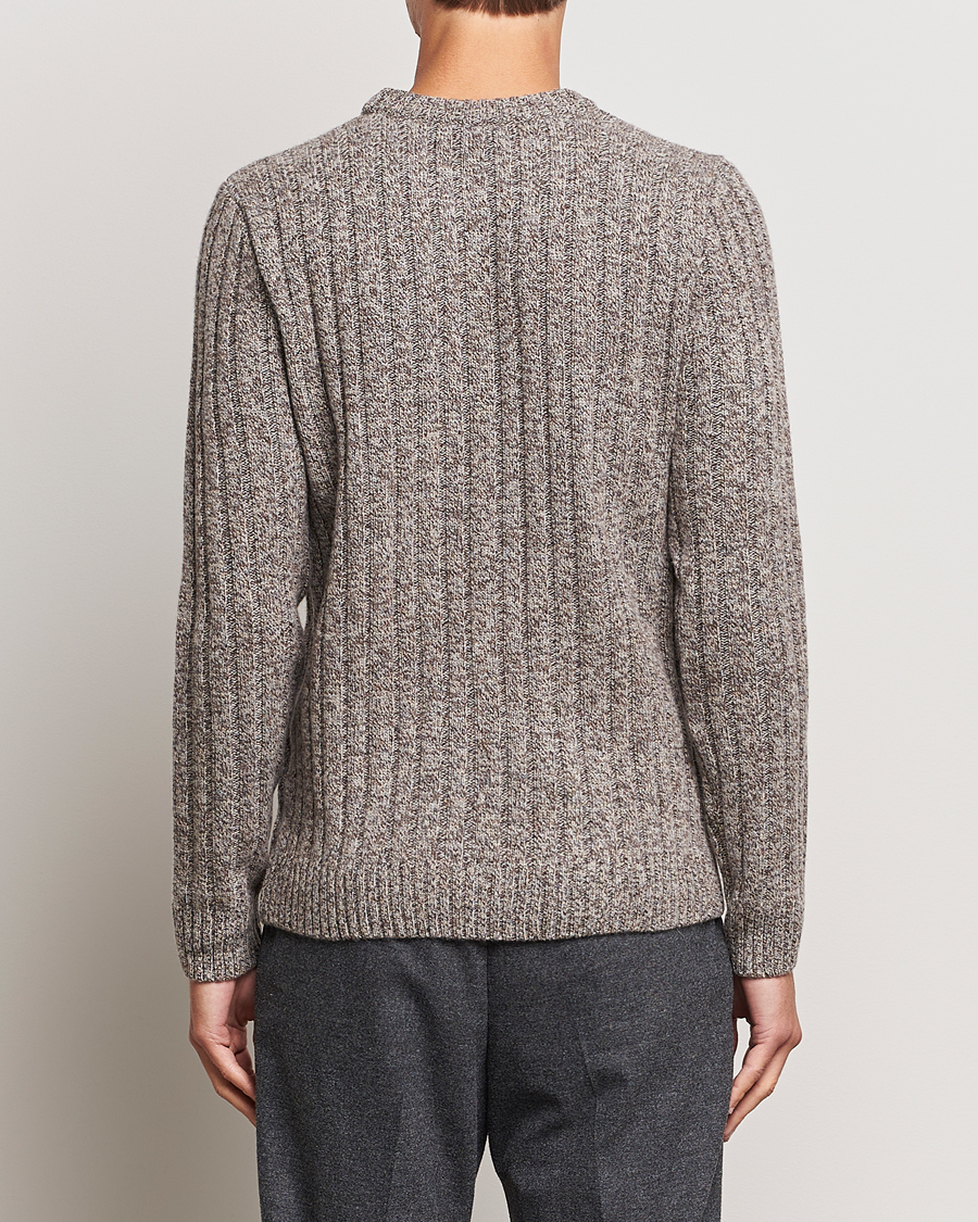 Men | Sweaters & Knitwear | Stenströms | Super Geelong Merino Crewneck Brown