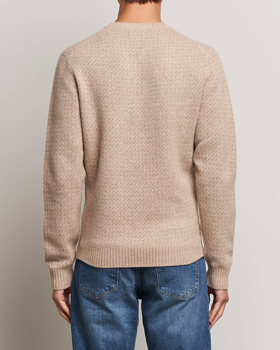 Men | Sweaters & Knitwear | Stenströms | Patterned Yak Merino Crewneck Beige