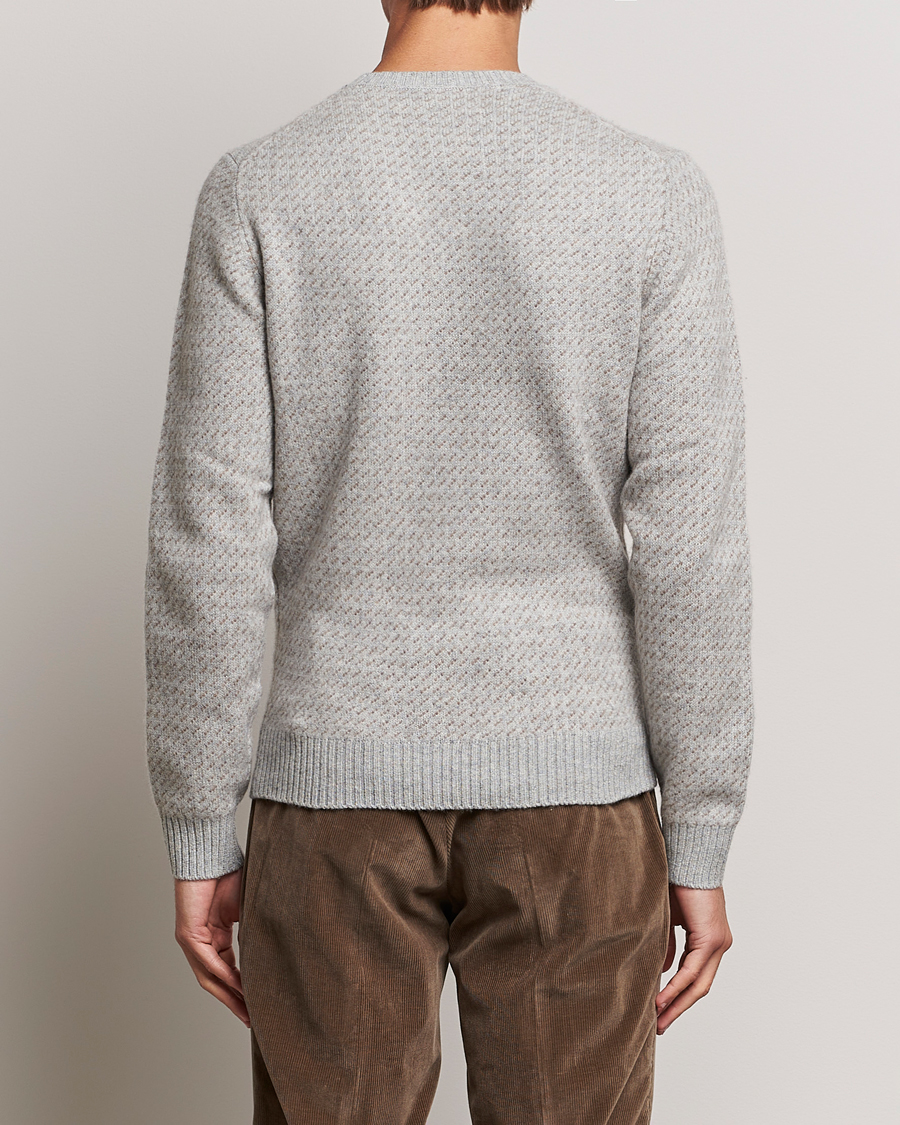 Men | Sweaters & Knitwear | Stenströms | Patterned Yak Merino Crewneck Grey