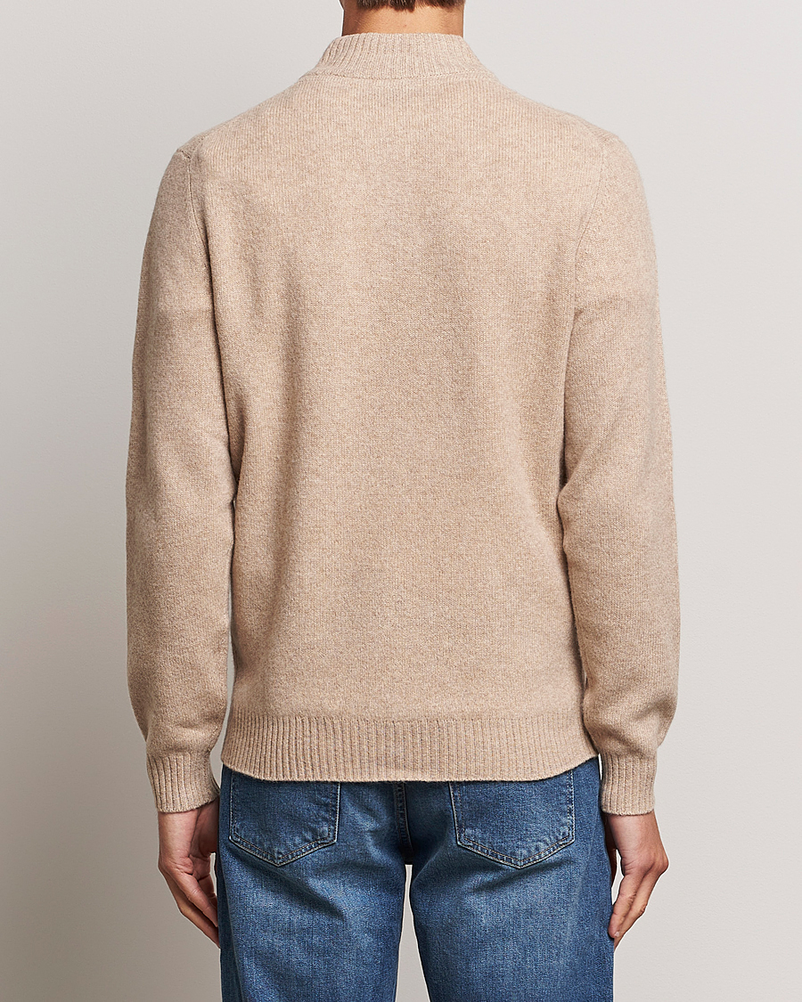 Men | Sweaters & Knitwear | Stenströms | Patterned Yak Merino Half-Zip Beige