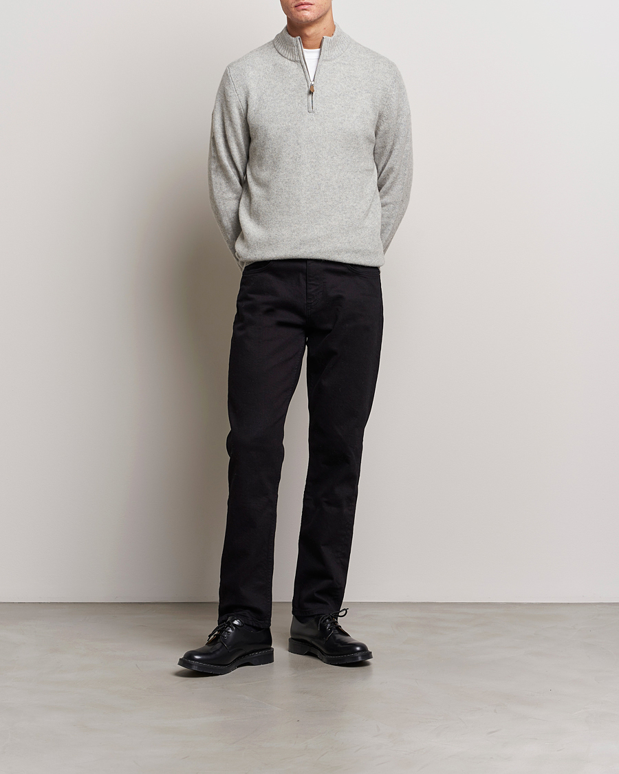 Men | Sweaters & Knitwear | Stenströms | Patterned Yak Merino Half-Zip Grey