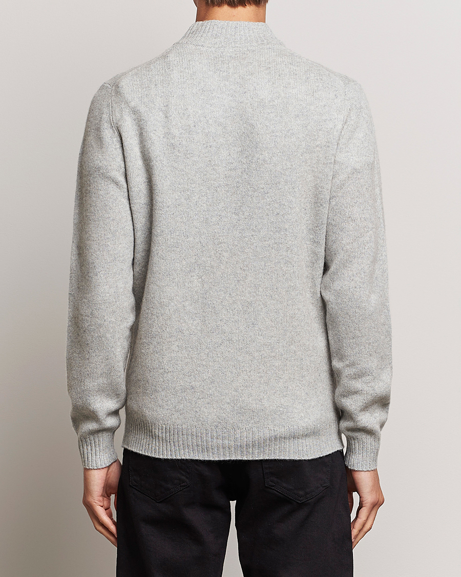 Men | Sweaters & Knitwear | Stenströms | Patterned Yak Merino Half-Zip Grey