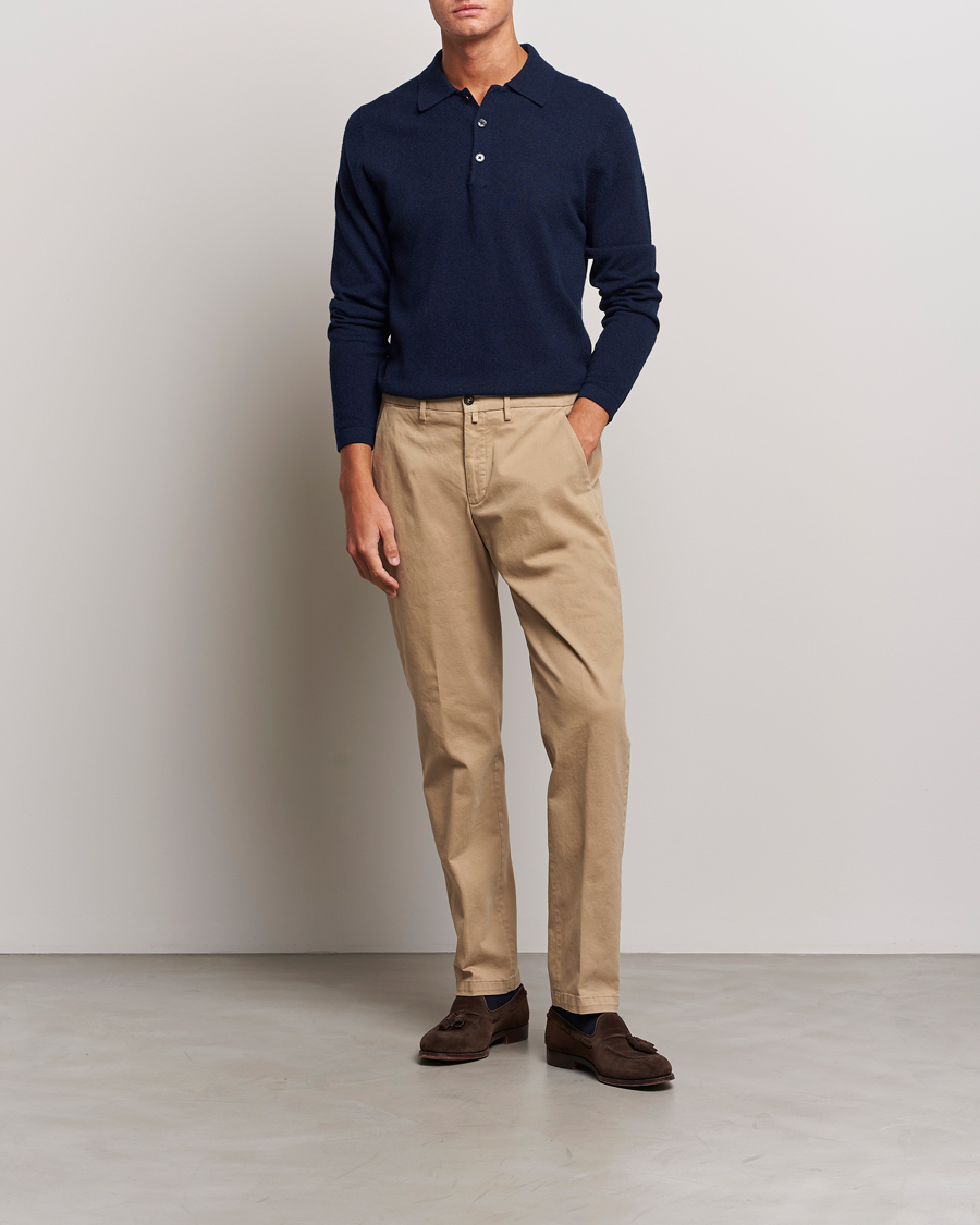 Men | Sweaters & Knitwear | Stenströms | Cashmere Poloshirt Navy