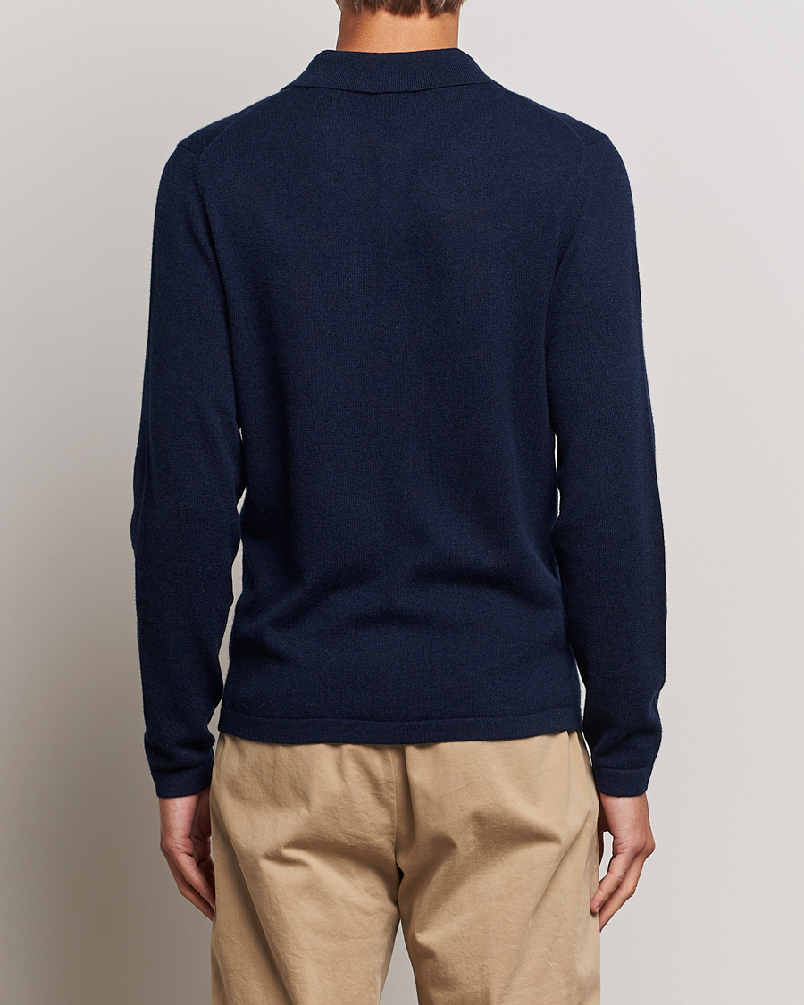 Men | Sweaters & Knitwear | Stenströms | Cashmere Poloshirt Navy