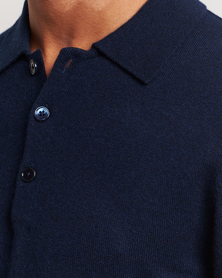 Men | Sweaters & Knitwear | Stenströms | Cashmere Poloshirt Navy