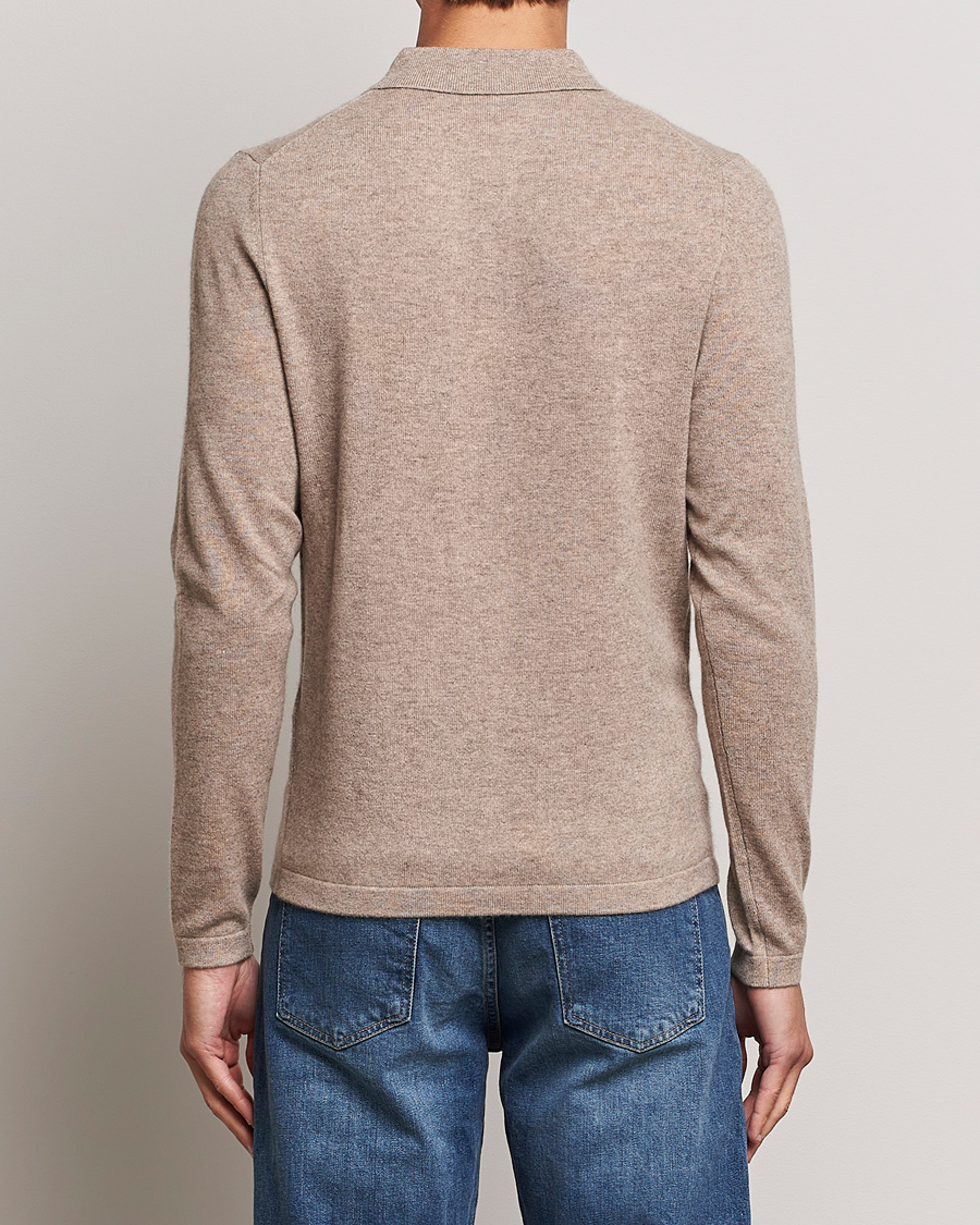Men | Sweaters & Knitwear | Stenströms | Cashmere Poloshirt Beige