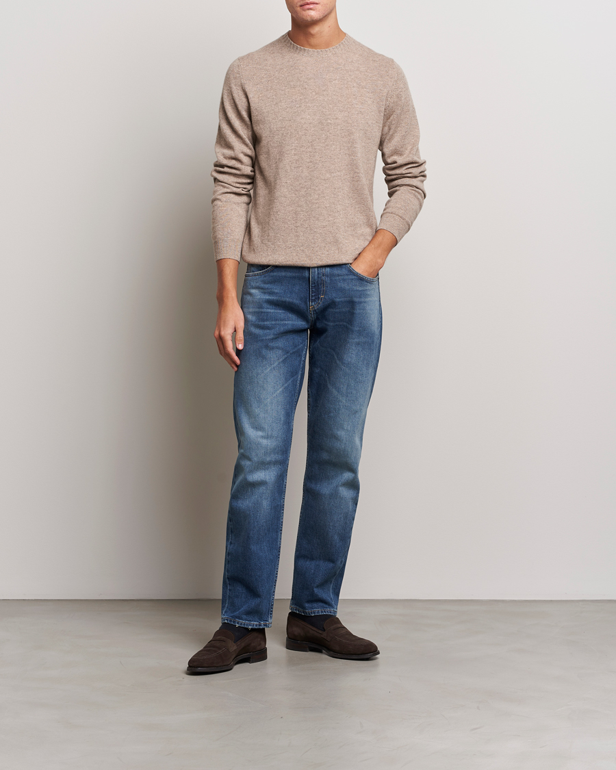 Men | Sweaters & Knitwear | Stenströms | Cashmere Crewneck Beige