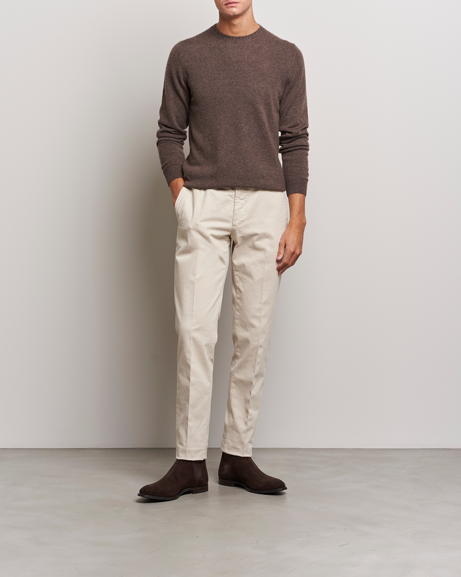 Men | Sweaters & Knitwear | Stenströms | Cashmere Crewneck Dark Brown