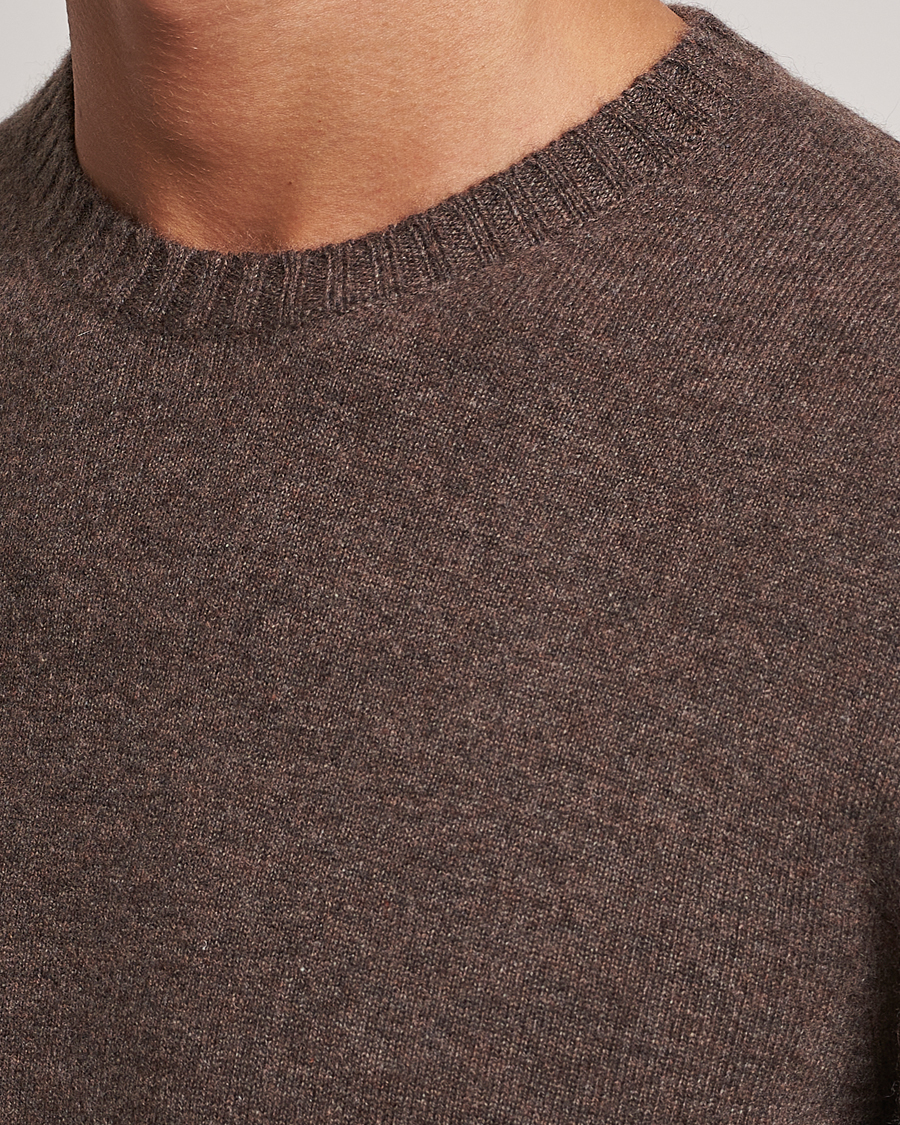 Men | Sweaters & Knitwear | Stenströms | Cashmere Crewneck Dark Brown