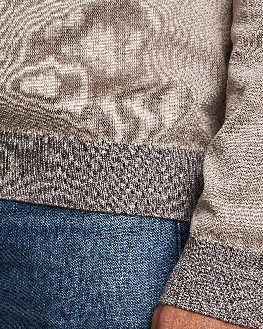 Men | Sweaters & Knitwear | Stenströms | Merino Wool Contrast Cardigan Beige