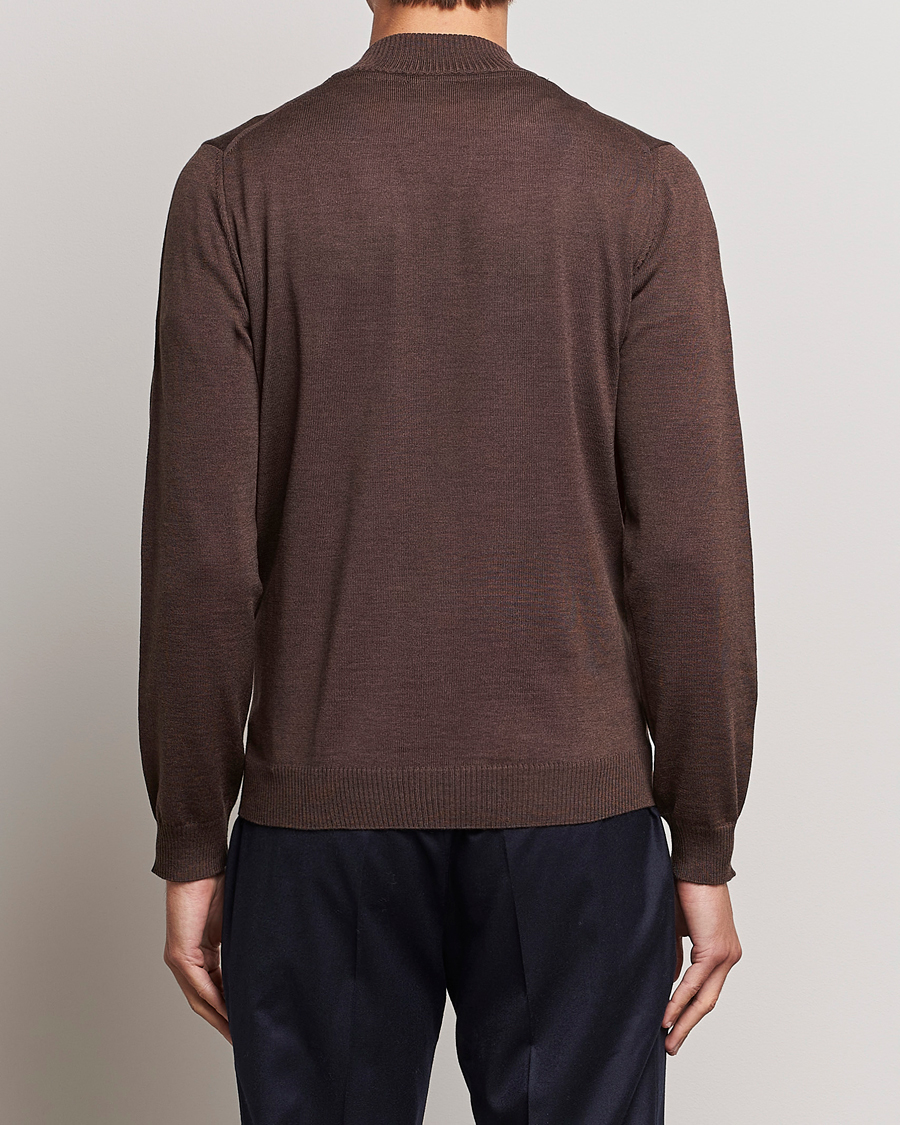 Men | Sweaters & Knitwear | Stenströms | Merino Full Zip Brown