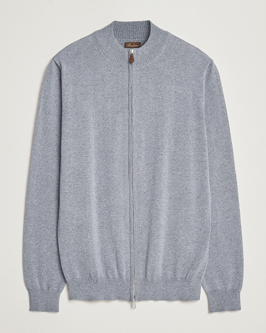 Men | Sweaters & Knitwear | Stenströms | Merino Full Zip Grey