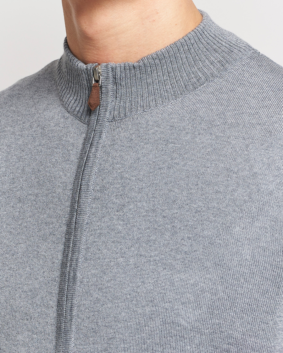 Men | Sweaters & Knitwear | Stenströms | Merino Full Zip Grey