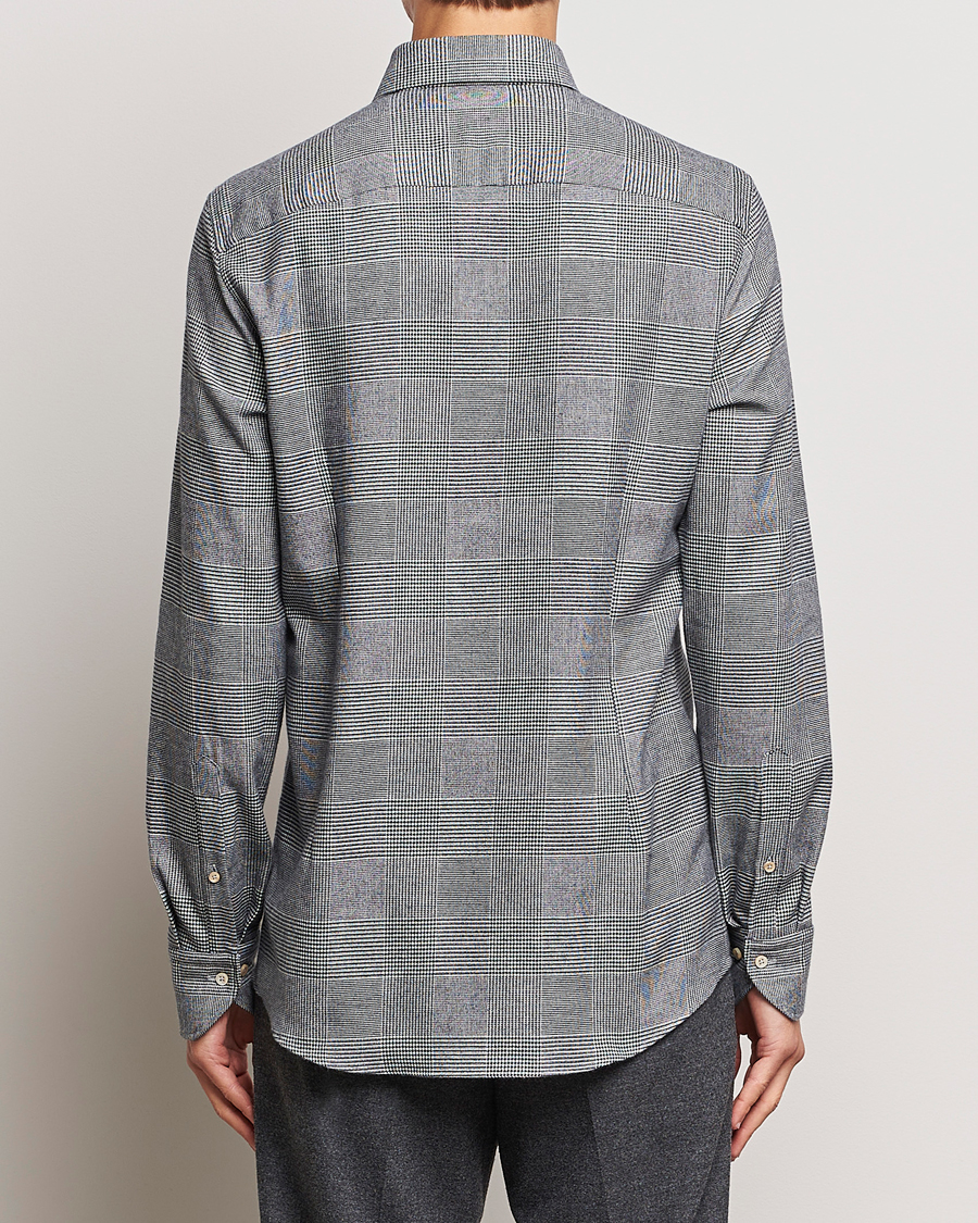 Men | Shirts | Stenströms | Slimline Prince of Wales Check Flannel Shirt Grey