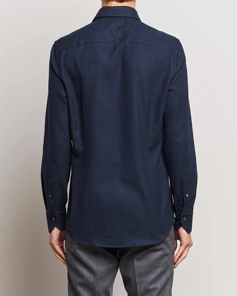 Men | Shirts | Stenströms | Slimline Micro Structure Flannel Shirt Navy