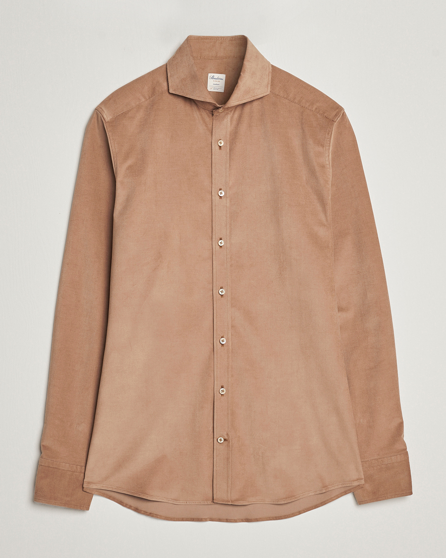 Men | Shirts | Stenströms | Slimline Cut Away Corduroy Shirt Camel