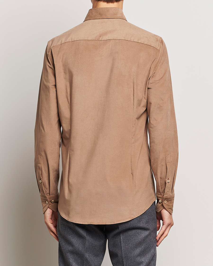 Men | Shirts | Stenströms | Slimline Cut Away Corduroy Shirt Camel