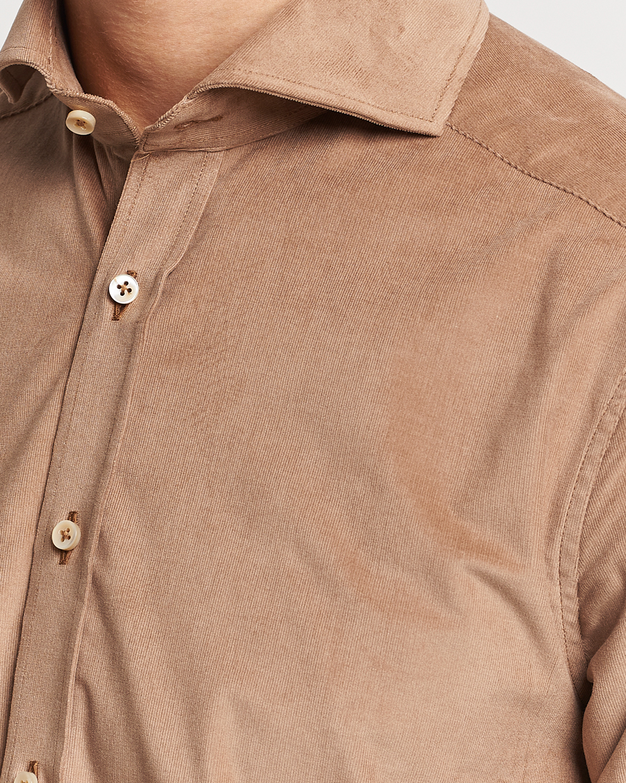 Men | Shirts | Stenströms | Slimline Cut Away Corduroy Shirt Camel